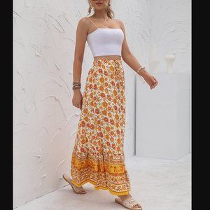 NWT Floral Ruffle Hem Summer Maxi Skirt size 12 / XL